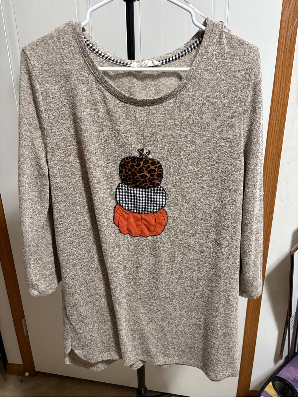 Beige Pumpkin Appliqué Tunic Top
